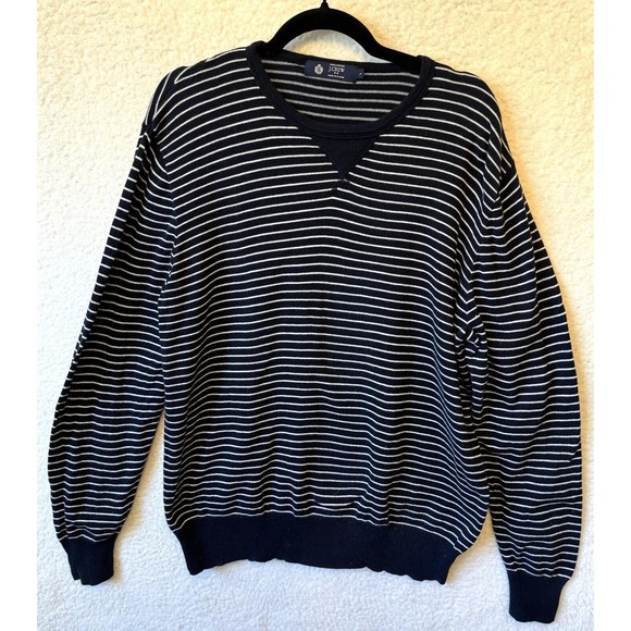 J.CREW Pullover Crew Neck Navy Sweater‎ Women's Size Large Cotton - Picture 1 of 13
